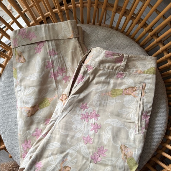 Tommy Bahama Cream Pants with Pink and Green Floral Design - Picture 1 of 8